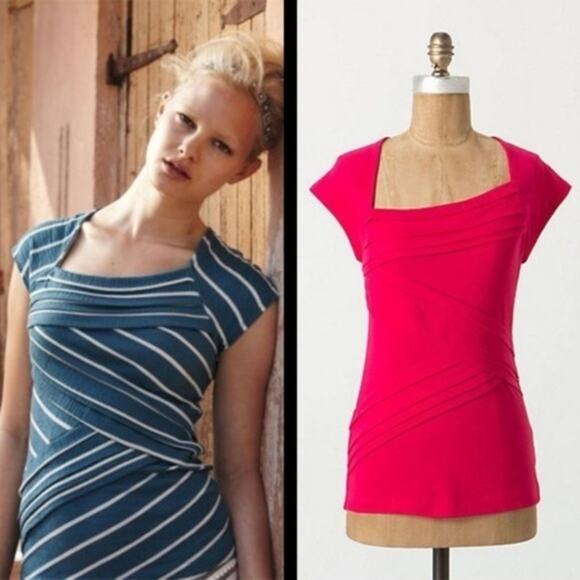 Anthropologie Postmark Pink Slanted Layer Top Size Small - Picture 1 of 6